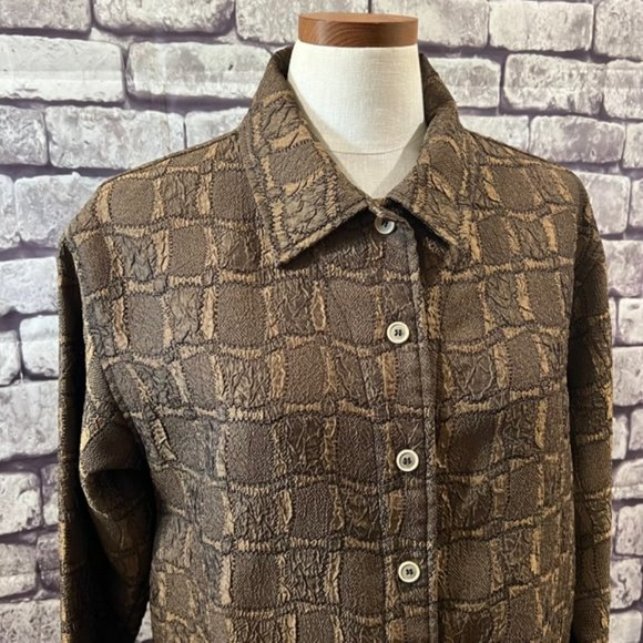 Chico's Design Brown Button Down Long Sleeve Top Size Large - Picture 2 of 9